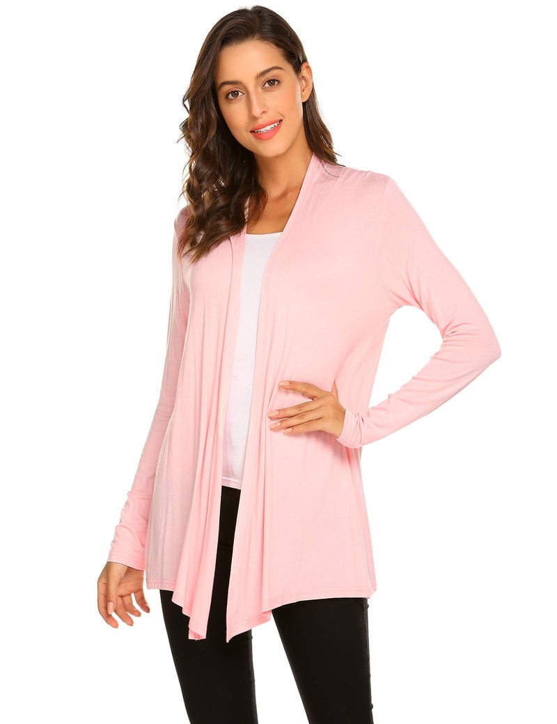 Newchoice Womens Summer Casual Lightweight Long Sleeve Cardigans Soft Drape Open Front Kimono Cardigans Coverups (Light Pink, S) - Image 5